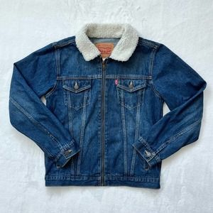 Levis Sherpa Collared Trucker Zip Up Jacket Size 12-13